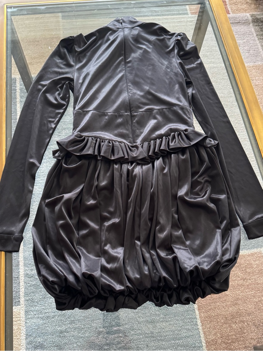 rabanne H+M Long-Sleeve Ruffled Bubble Hem Dress - Picture 3 of 7